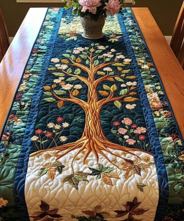 Forest Of Blooms Quilted Table Runner