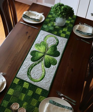Four-Leaf Promise Quilted Table Runner