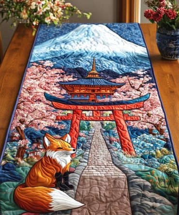 Fox In Blossom Quilted Table Runner