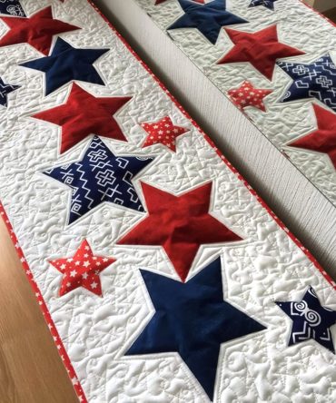 Freedom Stars Quilted Table Runner