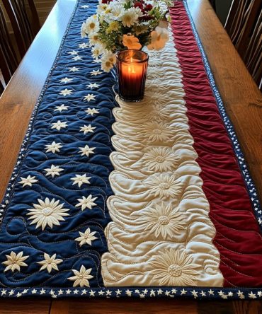 Freedom Bloom Quilted Table Runner