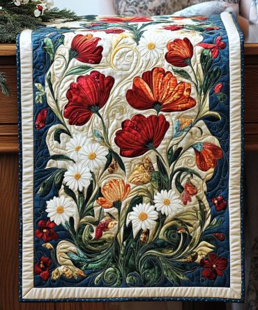 Freedom Blooms Quilted Table Runner