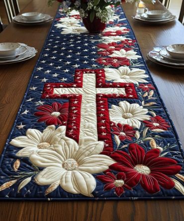 Freedom Cross Quilted Table Runner