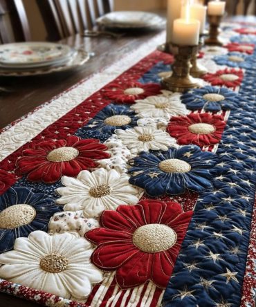 Freedom Petals Quilted Table Runner