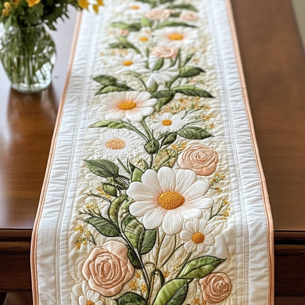 Fresh Blossoms Quilted Table Runner