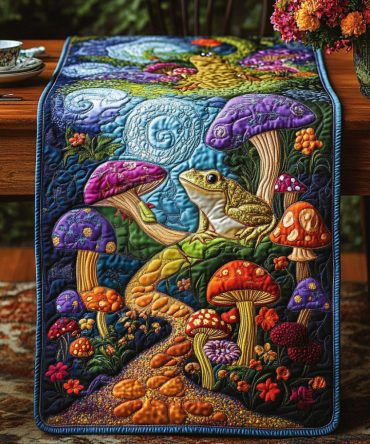 Froggy Dreamscape Quilted Table Runner