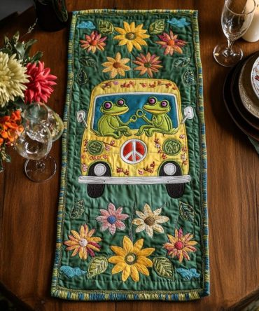 Froggy Trail Quilted Table Runner