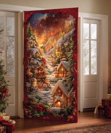 Frost Lantern Village Quilted Door Cover