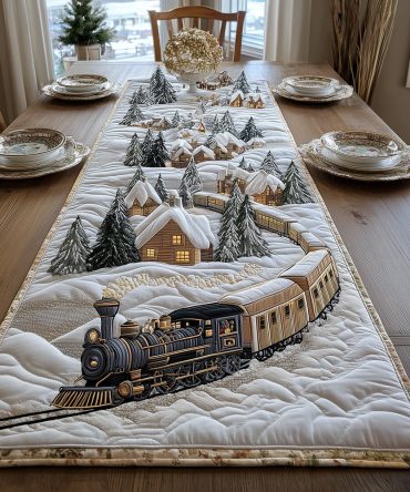 Winter Train Quilted Table Runner