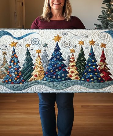 Frosted Pinescape Quilted Table Runner