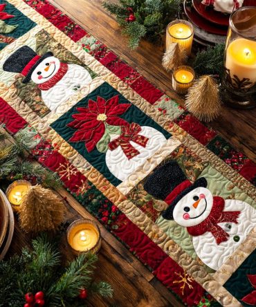 Frosted Companions Quilted Table Runner