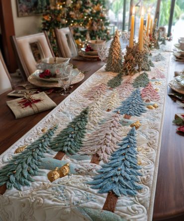Frosted Pines Quilted Table Runner