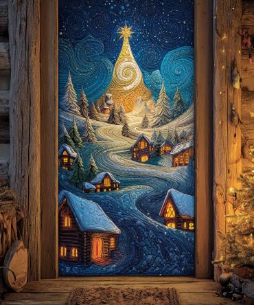 Frosted Village Quilted Door Cover