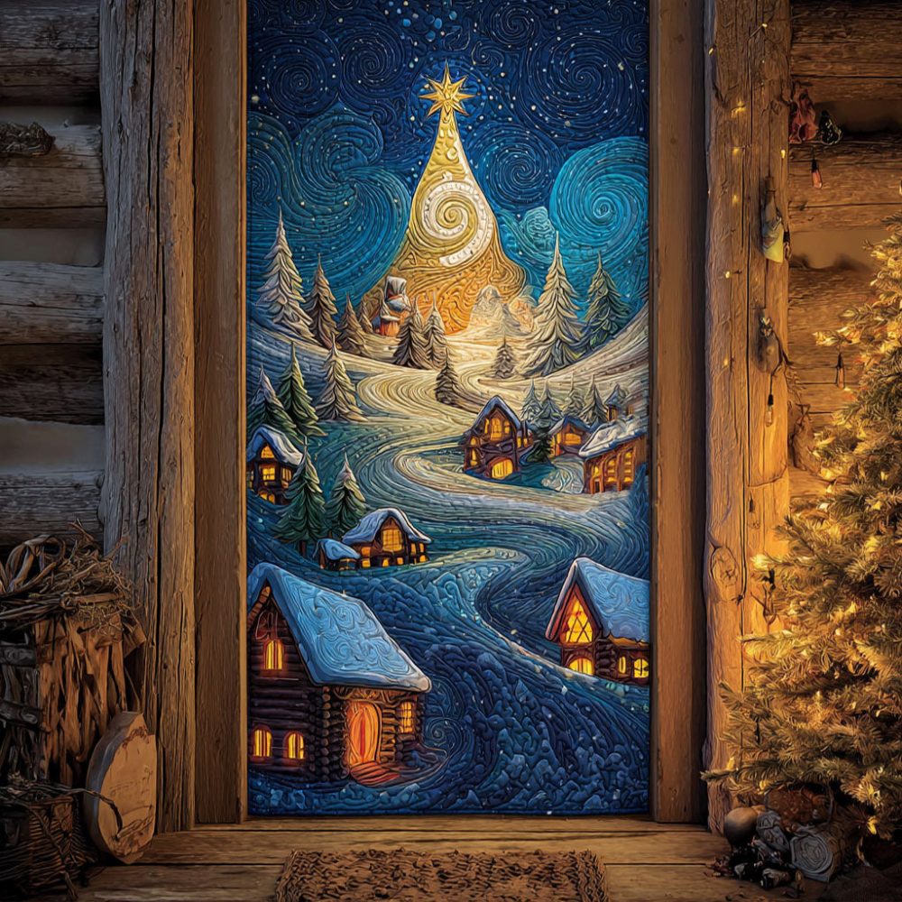 Frosted Village Quilted Door Cover