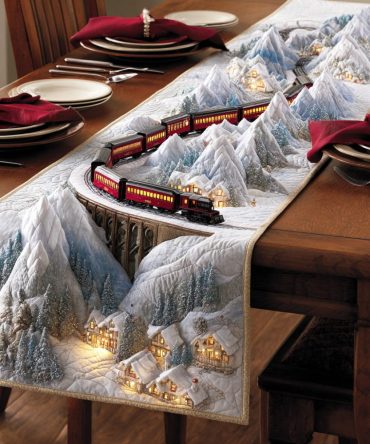 Frostlight Village Quilted Table Runner