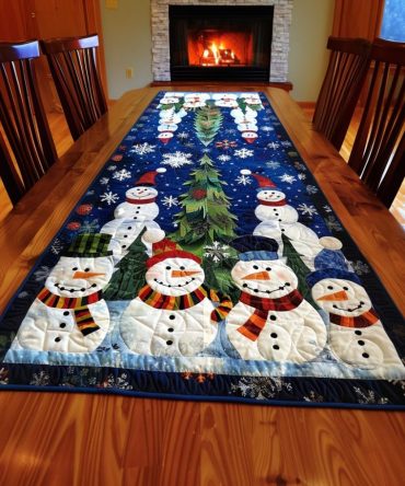 Frosty & Evergreen Quilted Table Runner
