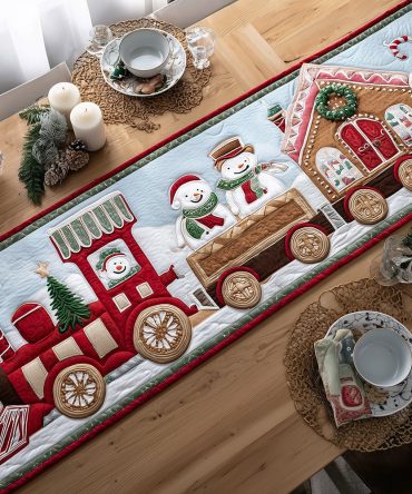 Frosty Express Quilted Table Runner