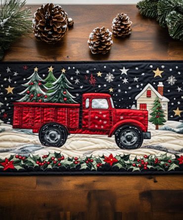 Frosty Festive Path Quilted Table Runner