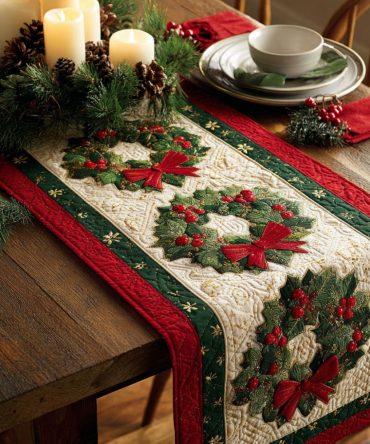 Frosty Lane Quilted Table Runner