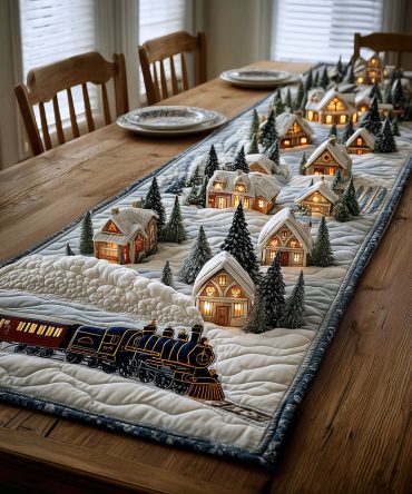 Frosty Rail Quilted Table Runner