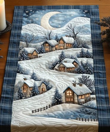 Frosty Twilight Quilted Table Runner