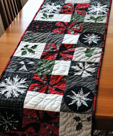 Frosty Winter Joy Quilted Table Runner