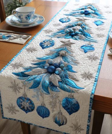 Frozen Holiday Sky Quilted Table Runner