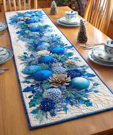 Frozen Starry Night Quilted Table Runner