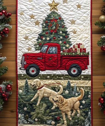 Furry Friends Christmas Trail Quilted Table Runner
