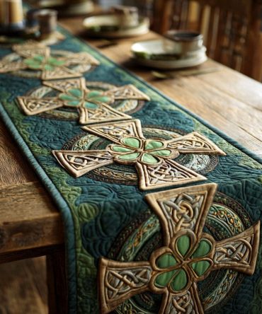 Gaelic Knot Clover Quilted Table Runner