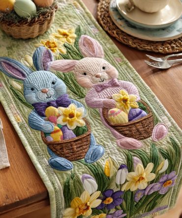 Garden Bunny Quilted Table Runner