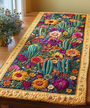 Garden Cactus Quilted Table Runner