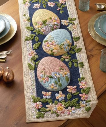 Garden Eggs Quilted Table Runner