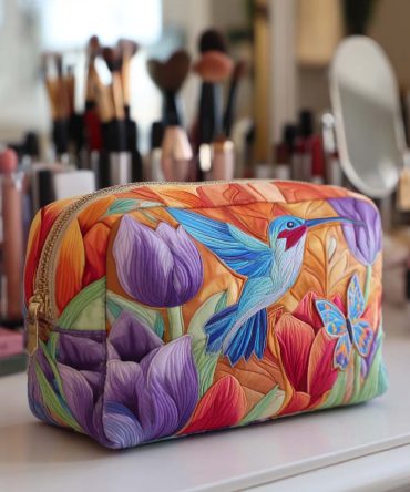 Garden Glow Quilted Makeup Bag