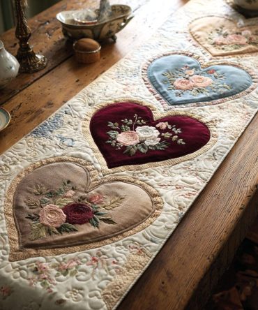 Garden Heart Quilted Table Runner
