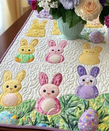 Garden Peeps Fun Quilted Table Runner