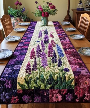 Garden Of Larkspur Quilted Table Runner