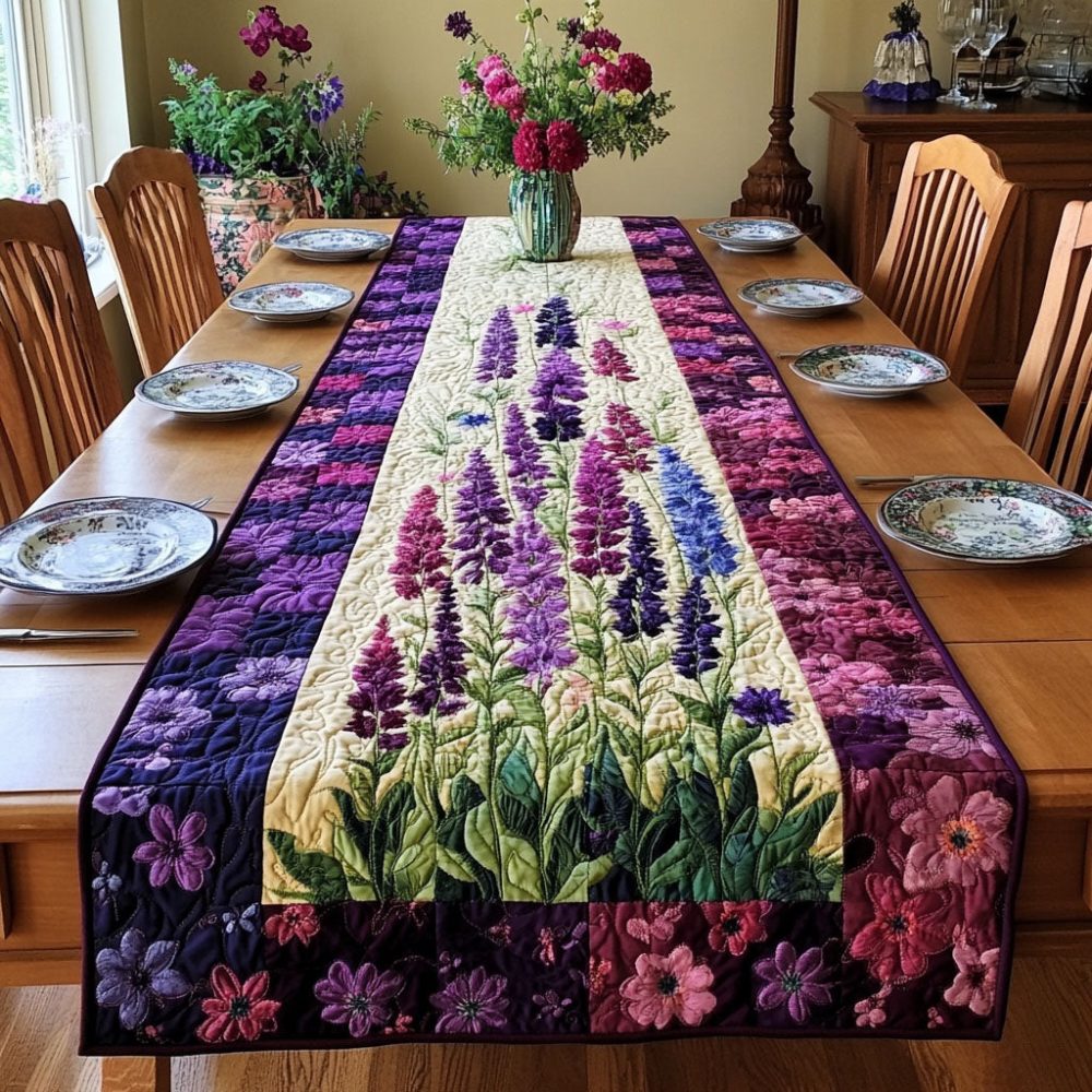 Garden Of Larkspur Quilted Table Runner