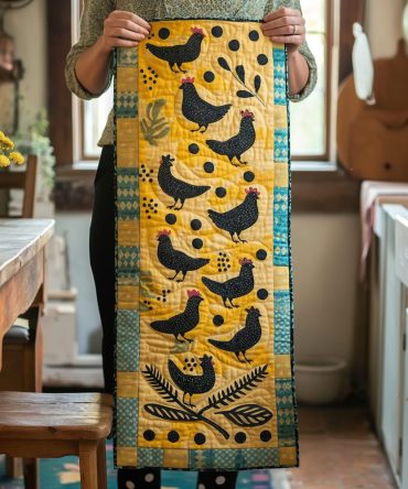 Gentle Heritage Chickens Quilted Table Runner