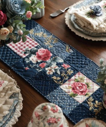 Gentle Bloom Mosaic Quilted Table Runner