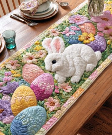 Gentle Bunny Quilted Table Runner