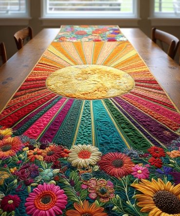 Gentle Circle Quilted Table Runner