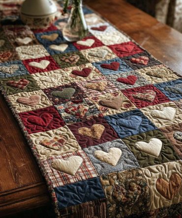 Gentle Hearts Quilted Table Runner