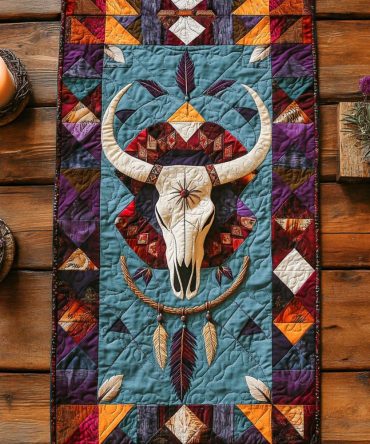 Geometric Harmony Quilted Table Runner