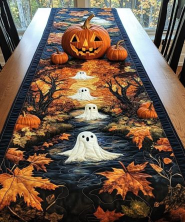 Ghost Garden Quilted Table Runner