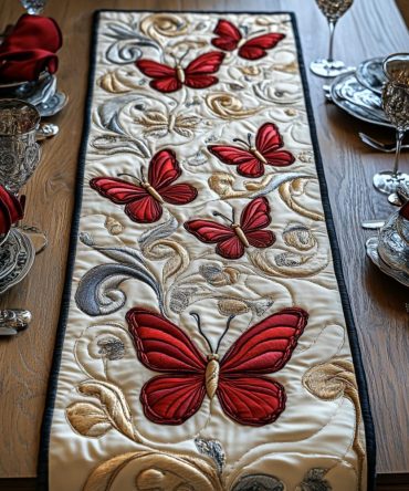Gilded Wings Quilted Table Runner