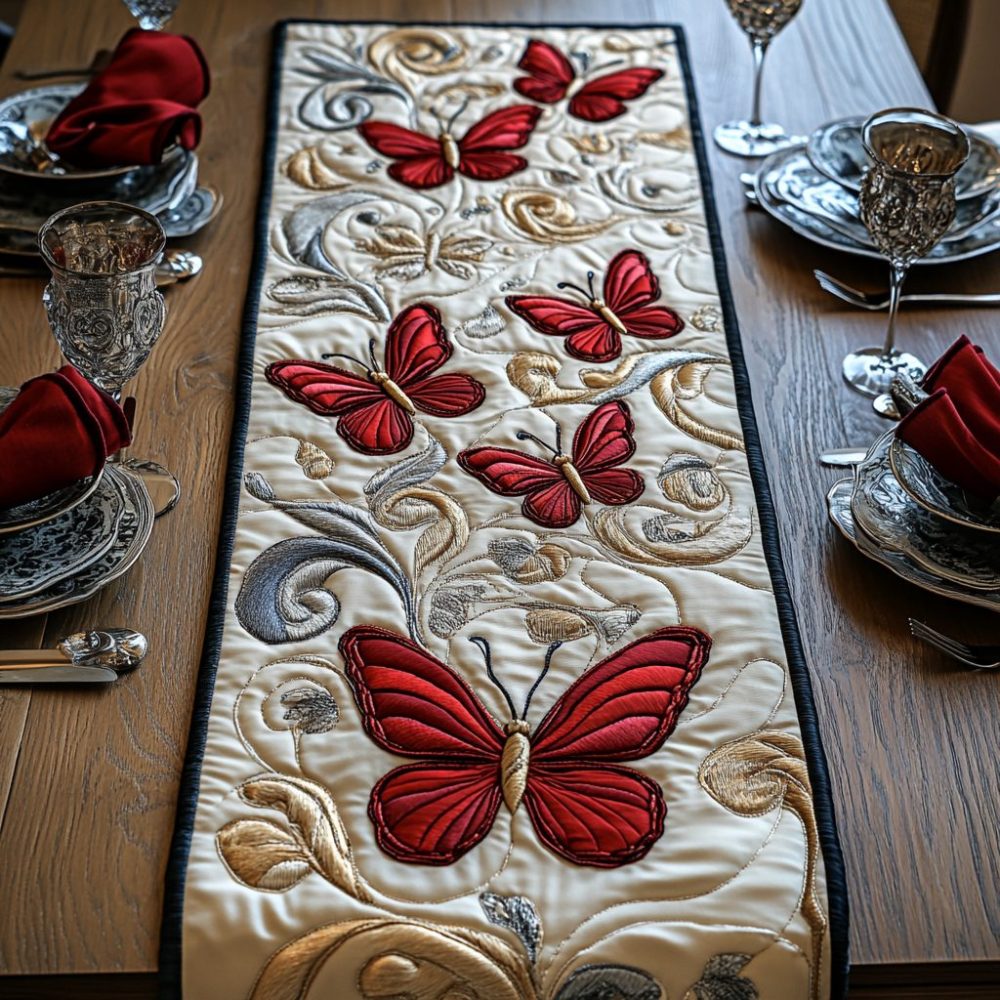 Gilded Wings Quilted Table Runner
