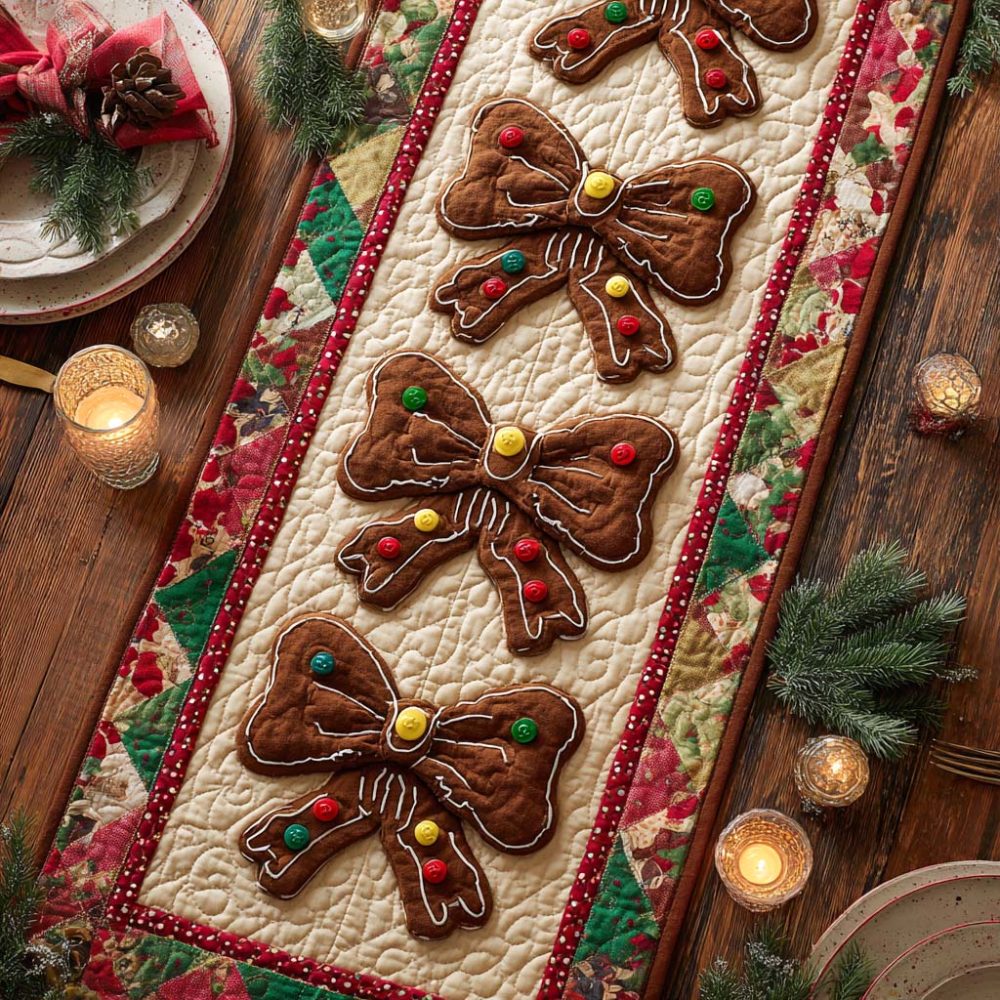 Ginger Bow Quilted Table Runner