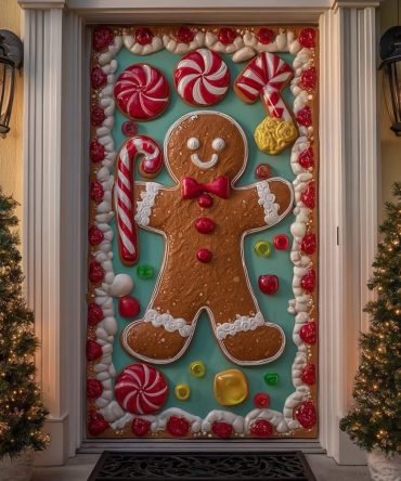 Gingerbread Charm Quilted Door Cover