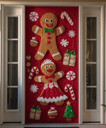 Gingerbread Echo Quilted Door Cover